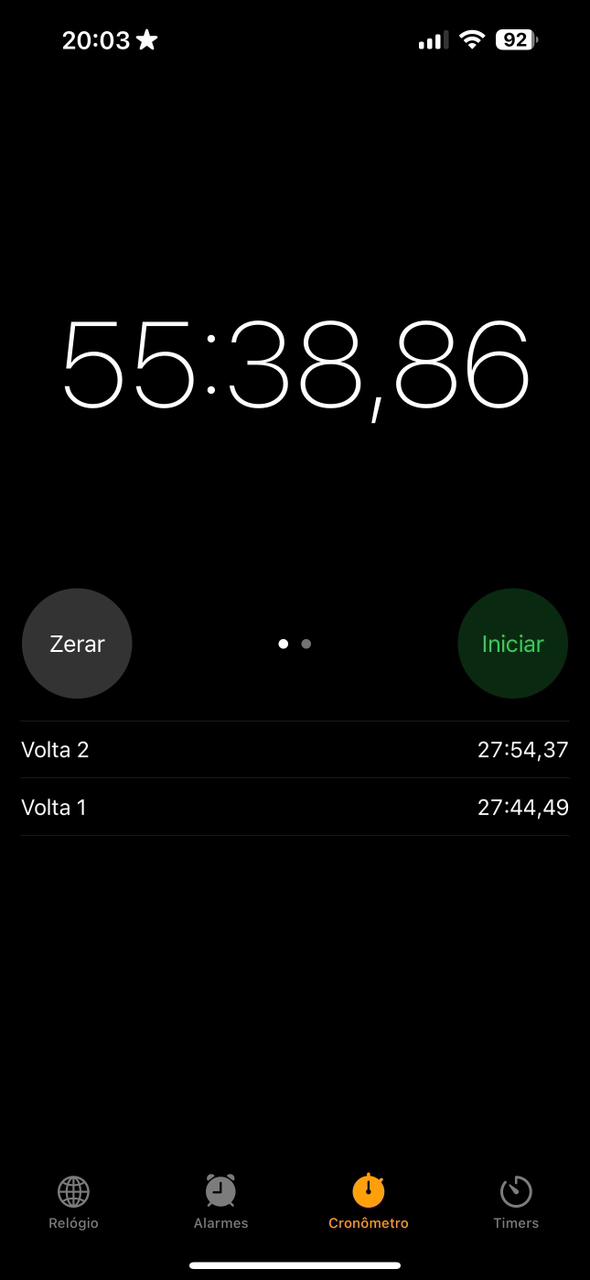 Chronomètre indiquant 55 minutes et 38 secondes