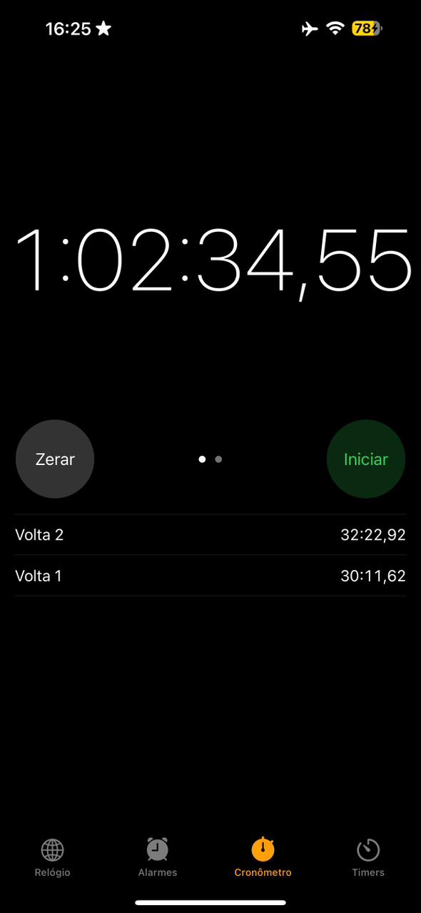 Chronomètre indiquant 1 heure 2 minutes et 34 secondes